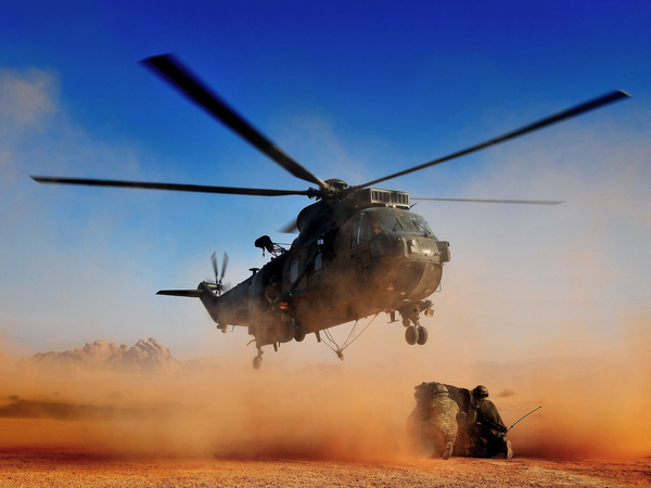 Royal Navy Sea King Helicopter Load Lifting Jordan 2013