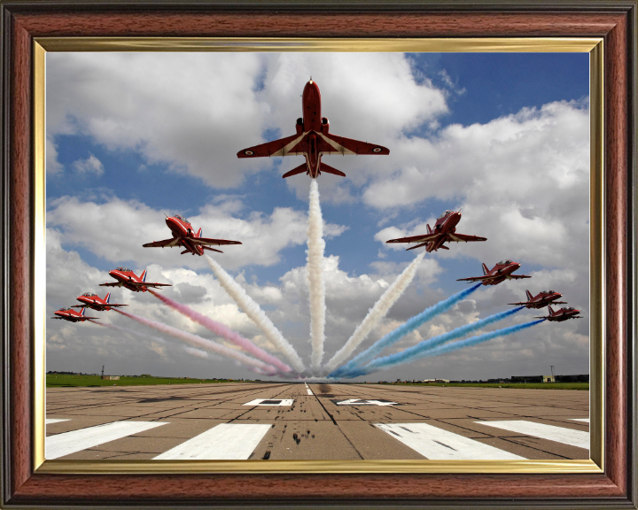 RAF Red Arrows Low Flypast Photo Print - Royal Air Force Aircraft Hampshire Prints 10 x 8 Classic Frame No