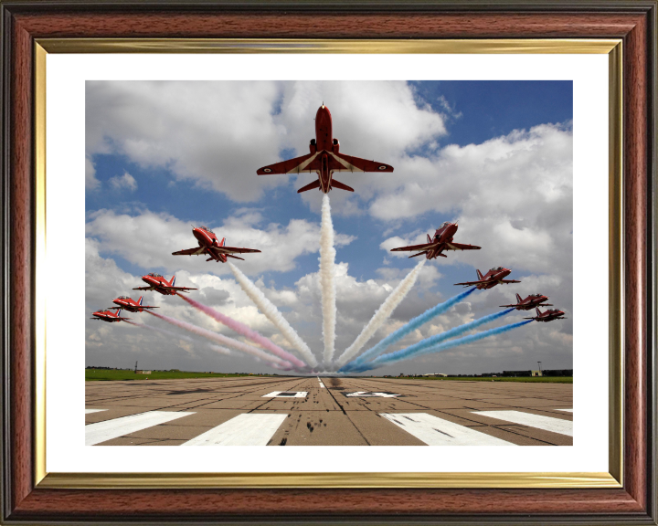 RAF Red Arrows Low Flypast Photo Print - Royal Air Force Aircraft Hampshire Prints 10 x 8 Classic Frame Yes