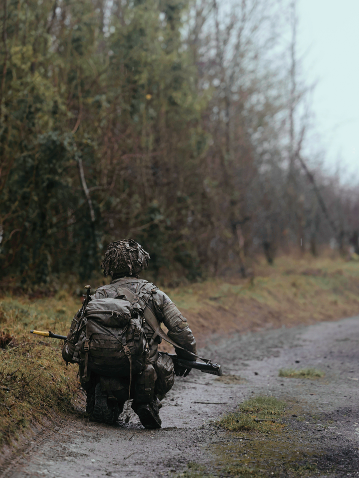 British Army Soldier Officer Cadet Crouches in the Field Photo Print Wall Art Military Decor Posters, Prints, & Visual Artwork Hampshire Prints 6 x 4 No Frame No