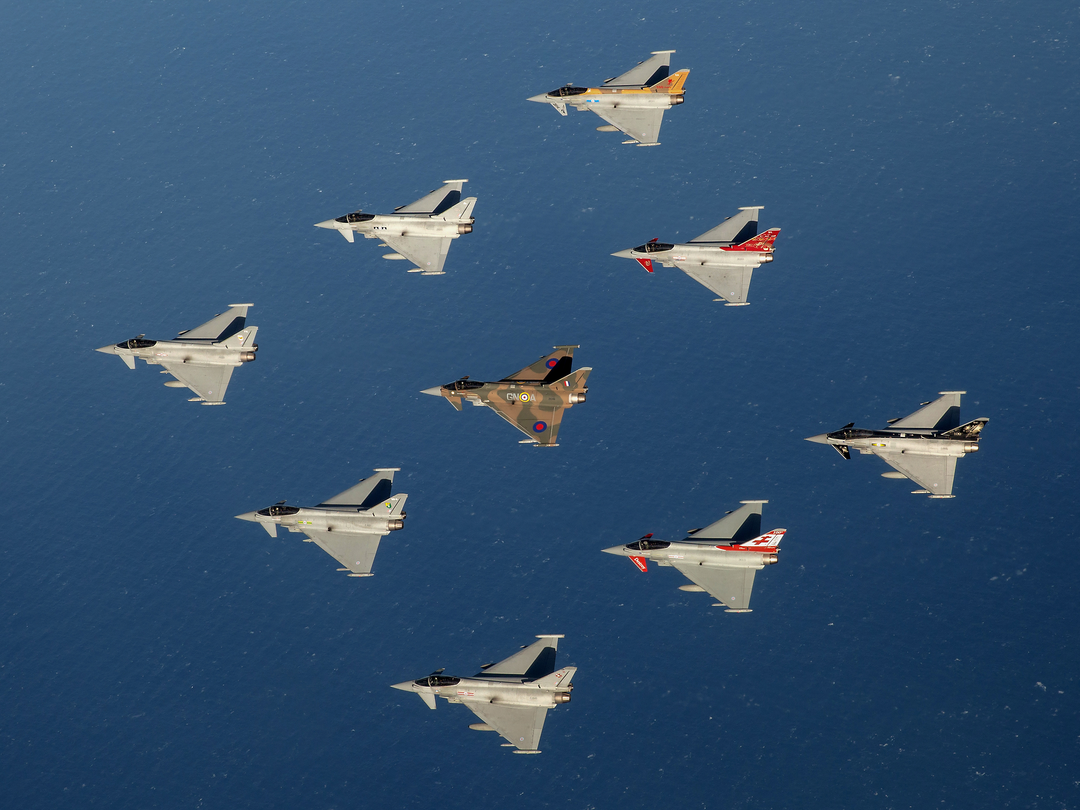 RAF Typhoon diamond 9 formation Royal Air Force Aircraft Photo Print Wall Art Aviation Decor UK Posters, Prints, & Visual Artwork Hampshire Prints 6 x 4 No Frame No