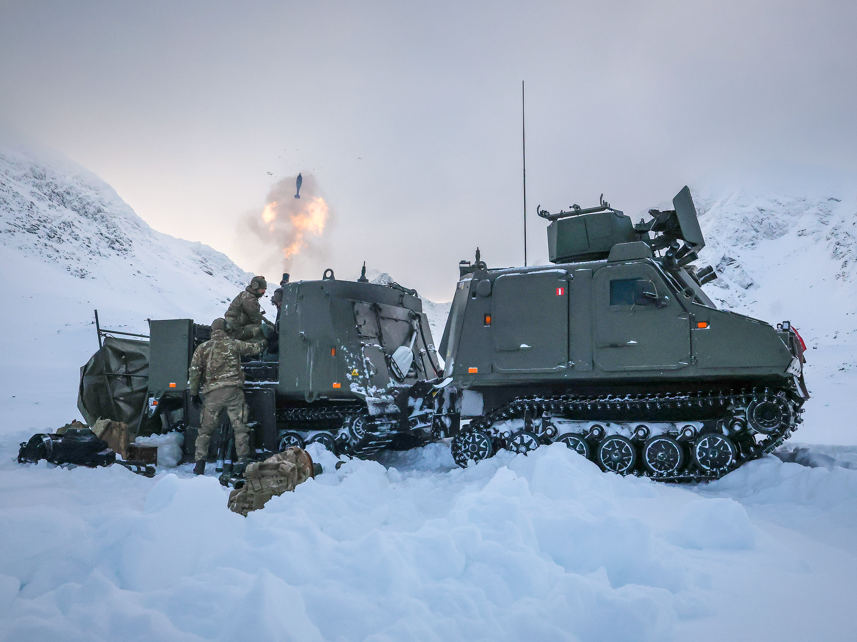 Biking Comando 45 Commando Royal Marines Mortar Team Firing from Viking 2026 Photo Pr ...