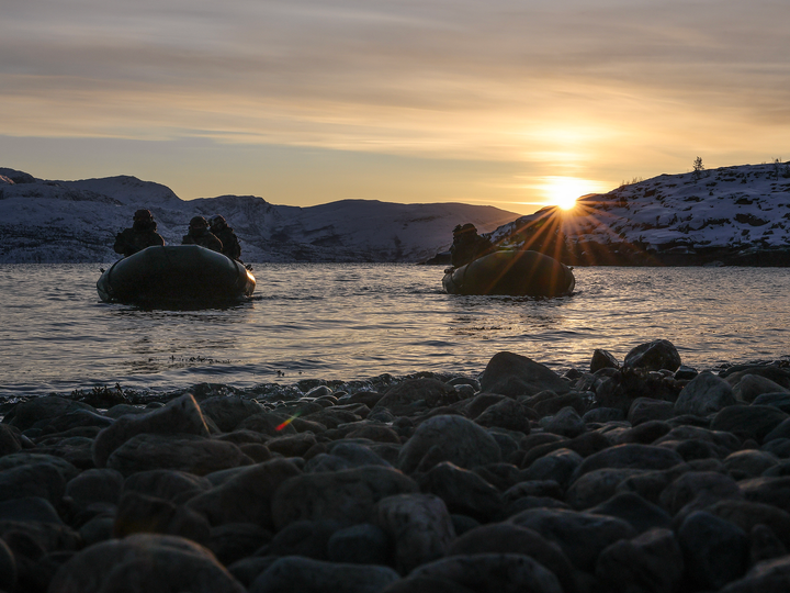 Royal Marines on Two Inflatable Raiding Crafts at Sunset Photo Print 30 Commando Wall Art Military Decor Posters, Prints, & Visual Artwork Hampshire Prints 6 x 4 No Frame No