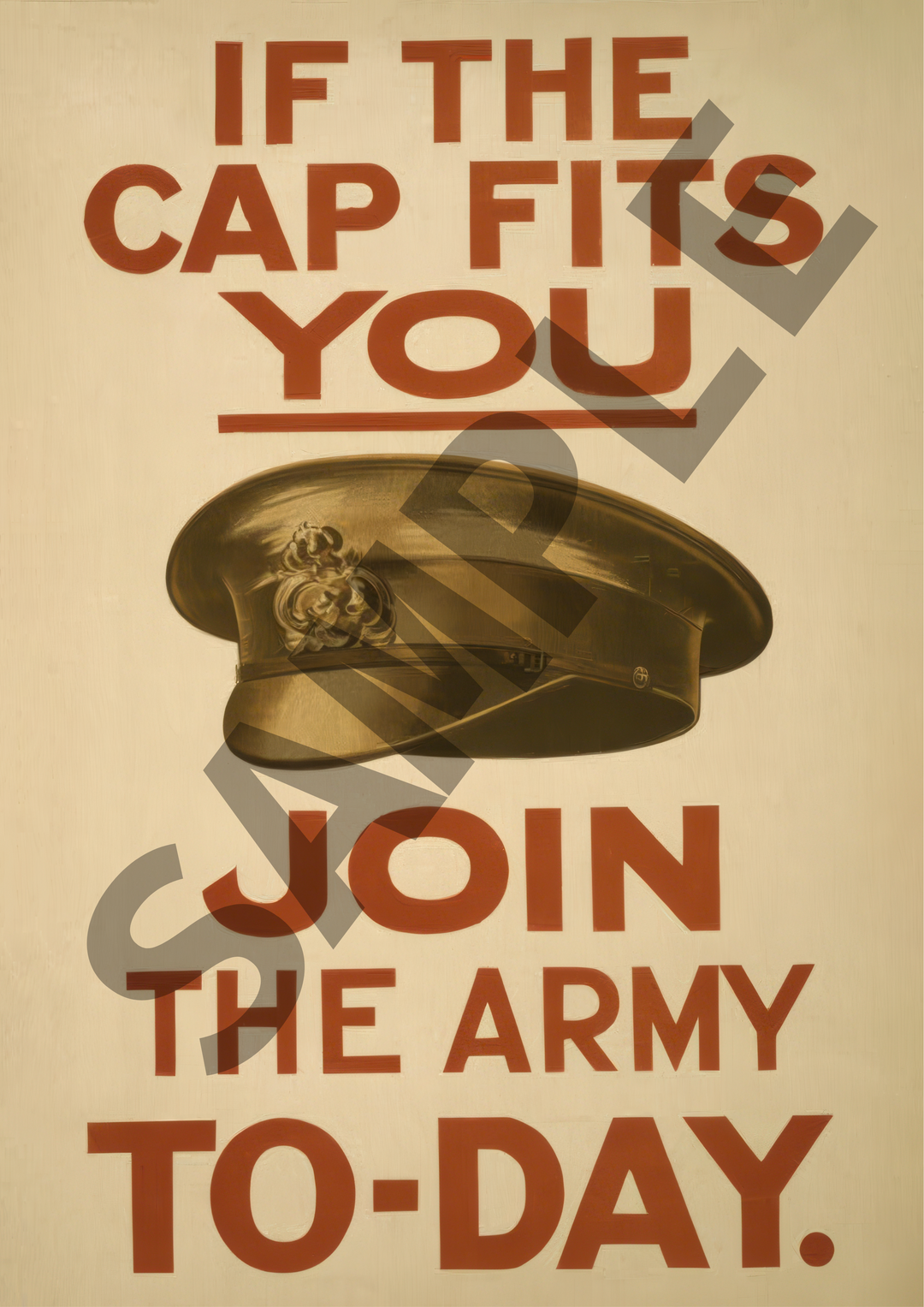 If the Cap Fits You Join the Army to-day | British World War One Recruitment Poster Posters, Prints, & Visual Artwork Hampshire Prints A4