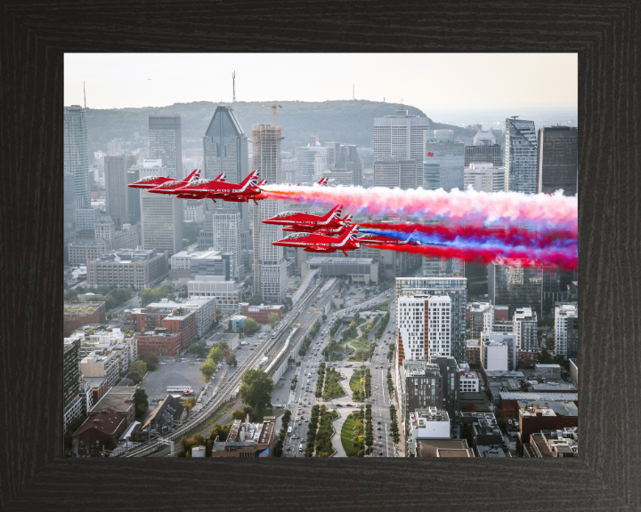 RAF Red Arrows over Montreal Photo Print - Royal Air Force Aircraft Hampshire Prints 10 x 8 Black Frame No