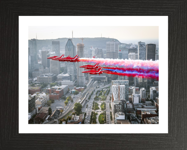 RAF Red Arrows over Montreal Photo Print - Royal Air Force Aircraft Hampshire Prints 10 x 8 Black Frame Yes