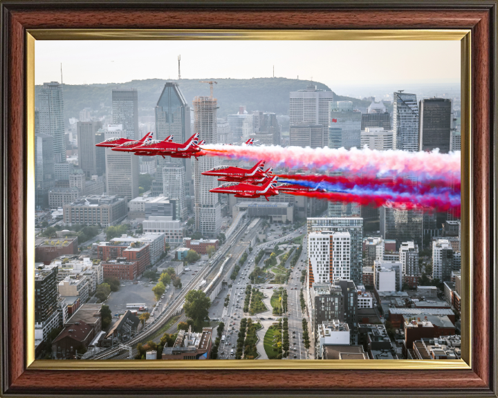 RAF Red Arrows over Montreal Photo Print - Royal Air Force Aircraft Hampshire Prints 10 x 8 Classic Frame No