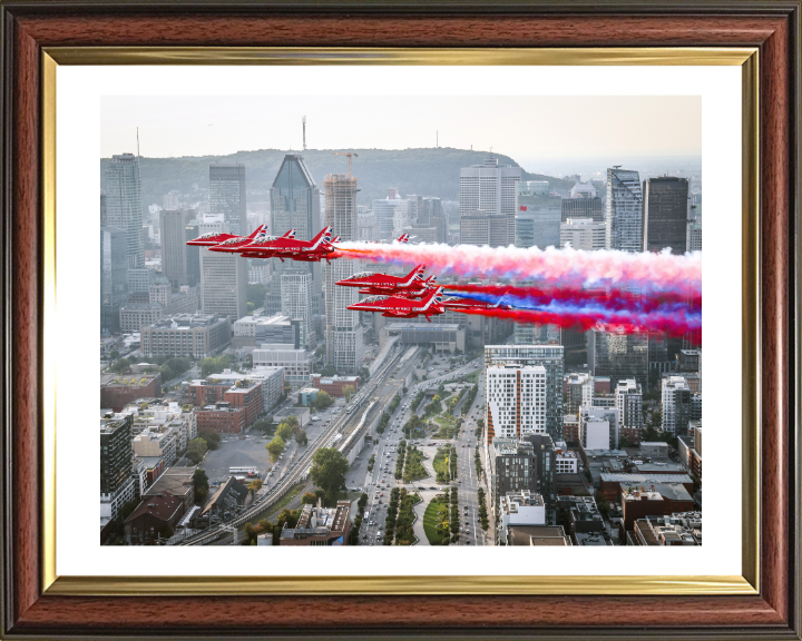 RAF Red Arrows over Montreal Photo Print - Royal Air Force Aircraft Hampshire Prints 10 x 8 Classic Frame Yes