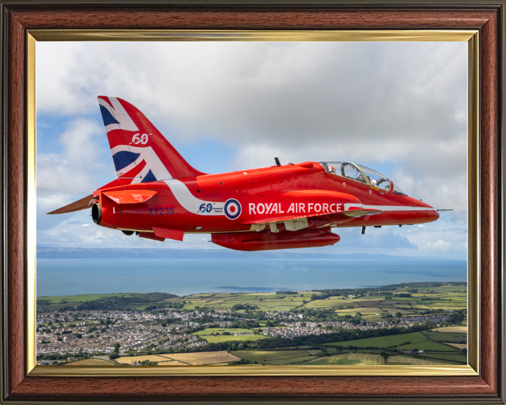 RAF Red Arrows Hawk T1 jet in Flight Photo Print - Royal Air Force Aircraft Hampshire Prints 10 x 8 Classic Frame No