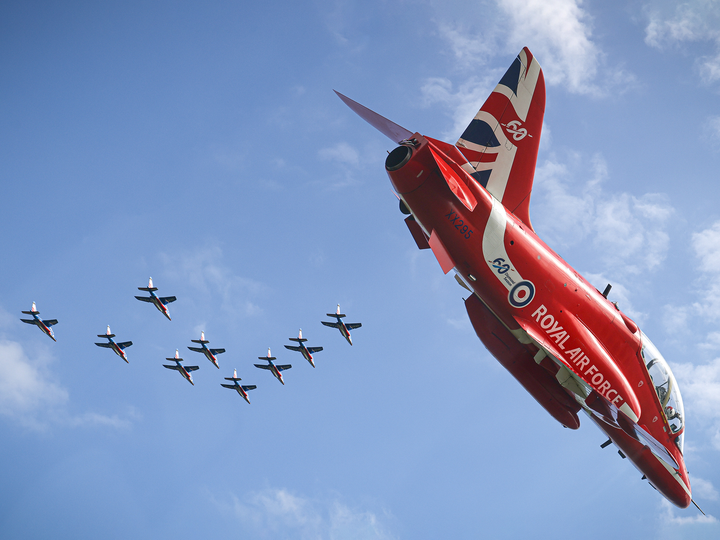 RAF Red Arrows Hawk T1 and Patrouille De France Photo Print - Royal Air Force Aircraft Hampshire Prints 6 x 4 No Frame No