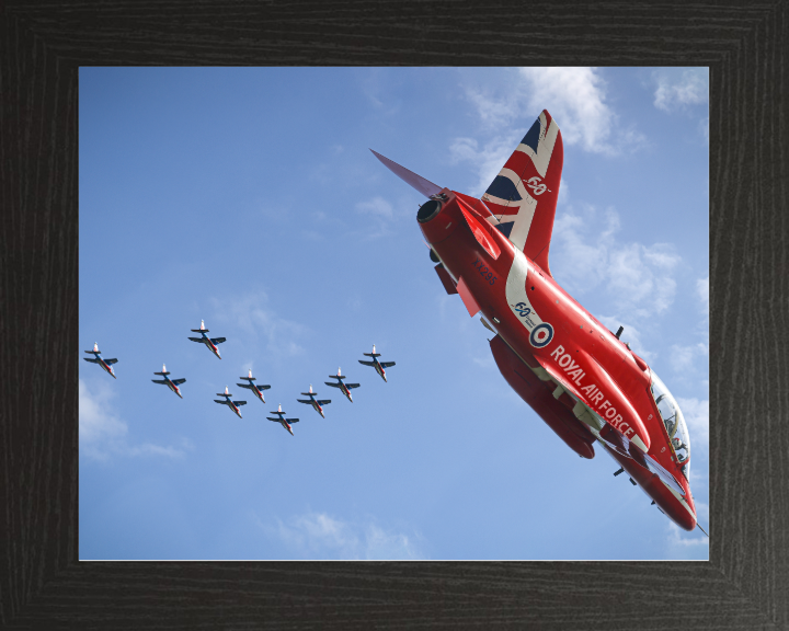 RAF Red Arrows Hawk T1 and Patrouille De France Photo Print - Royal Air Force Aircraft Hampshire Prints 10 x 8 Black Frame No
