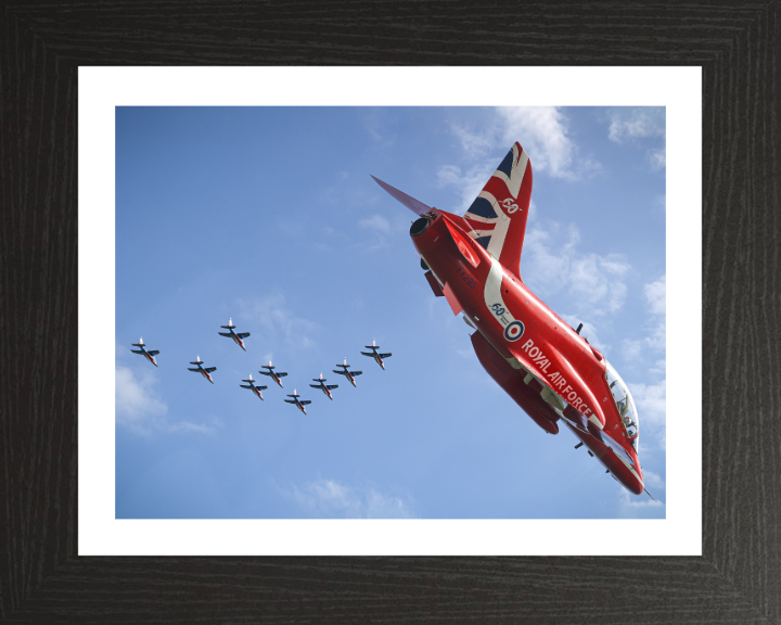 RAF Red Arrows Hawk T1 and Patrouille De France Photo Print - Royal Air Force Aircraft Hampshire Prints 10 x 8 Black Frame Yes