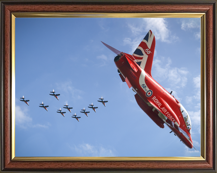 RAF Red Arrows Hawk T1 and Patrouille De France Photo Print - Royal Air Force Aircraft Hampshire Prints 10 x 8 Classic Frame No