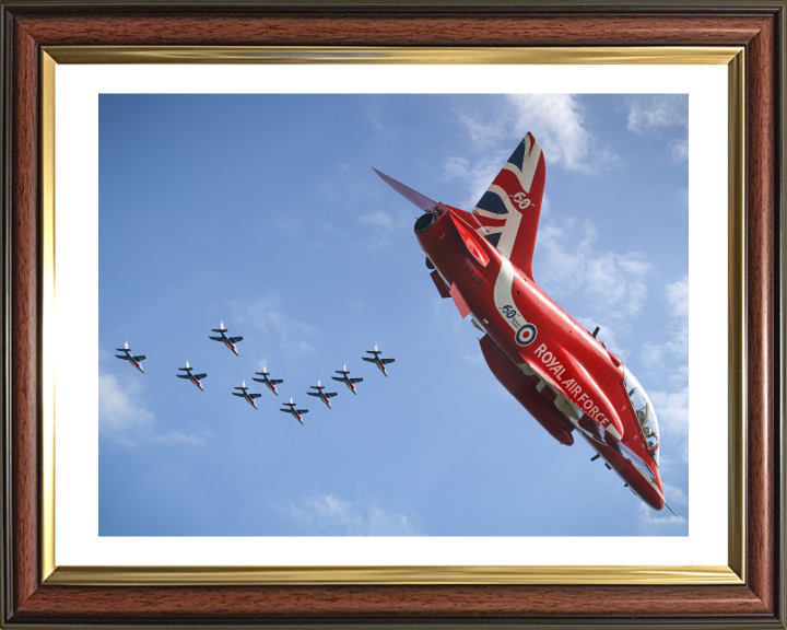 RAF Red Arrows Hawk T1 and Patrouille De France Photo Print - Royal Air Force Aircraft Hampshire Prints 10 x 8 Classic Frame Yes