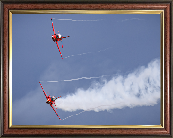 Two RAF Red Arrows Hawk T1 jets in flight Photo Print - Royal Air Force Aircraft Hampshire Prints 10 x 8 Classic Frame No