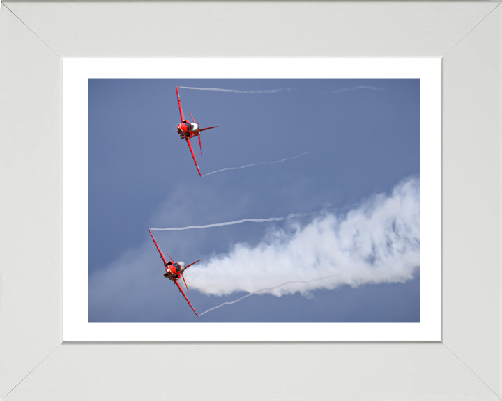 Two RAF Red Arrows Hawk T1 jets in flight Photo Print - Royal Air Force Aircraft Hampshire Prints 10 x 8 White Frame Yes