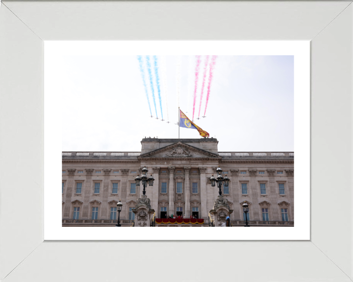 RAF Red Arrows Buckingham Palace flyover Photo Print - Royal Air Force Aircraft Hampshire Prints 10 x 8 White Frame Yes