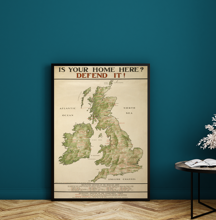 Is Your Home Here? Defend It | British World War One Recruitment Poster Posters, Prints, & Visual Artwork Hampshire Prints A3