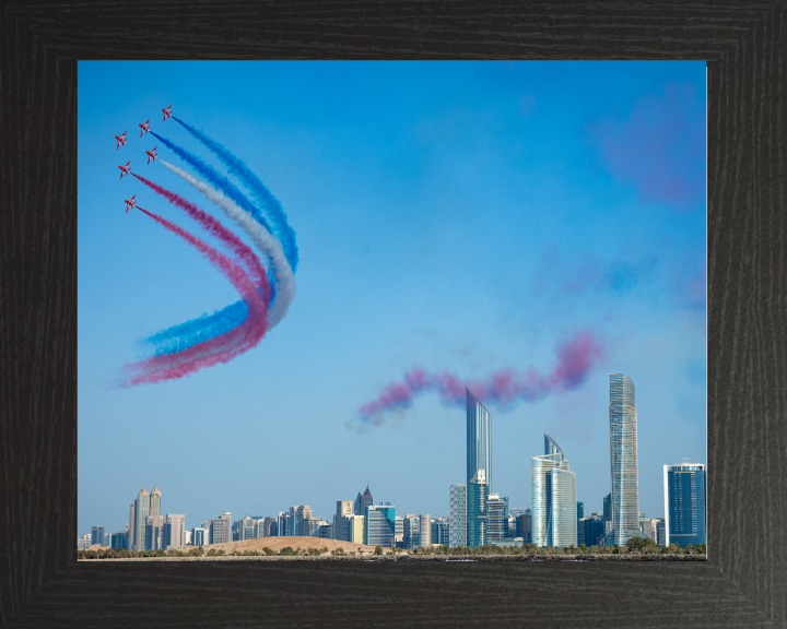 RAF Red Arrows over Abu Dhabi UAE Photo Print - Royal Air Force Aircraft Hampshire Prints 10 x 8 Black Frame No