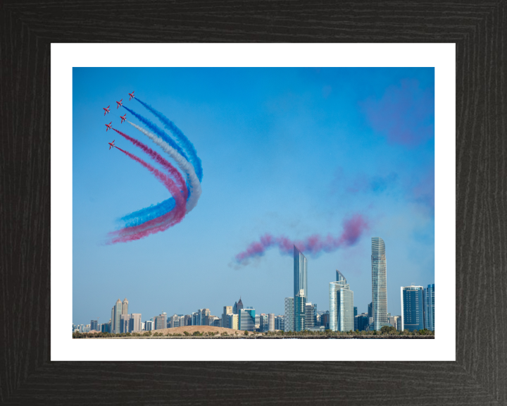 RAF Red Arrows over Abu Dhabi UAE Photo Print - Royal Air Force Aircraft Hampshire Prints 10 x 8 Black Frame Yes