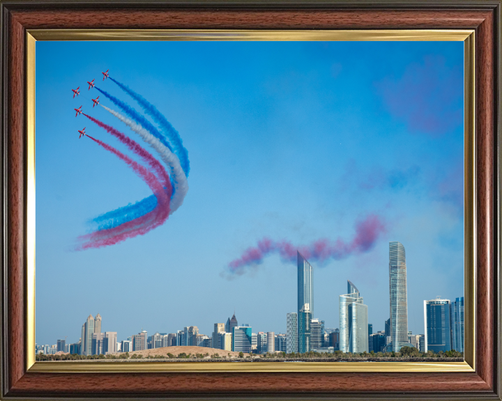 RAF Red Arrows over Abu Dhabi UAE Photo Print - Royal Air Force Aircraft Hampshire Prints 10 x 8 Classic Frame No