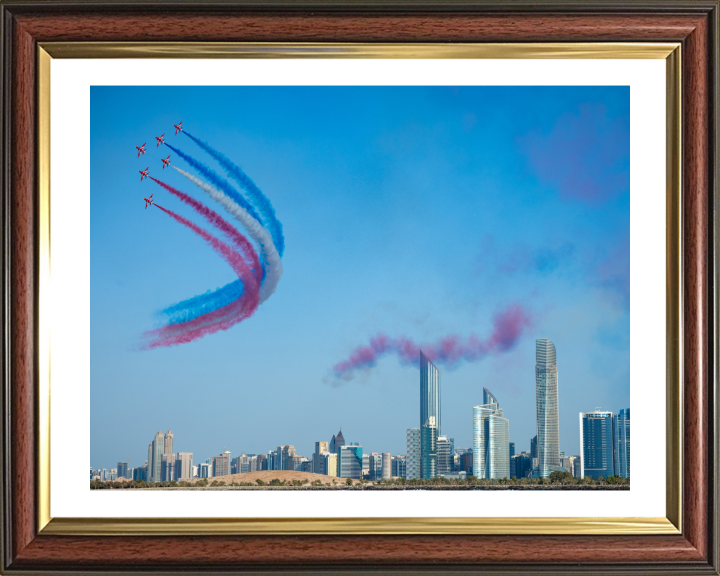 RAF Red Arrows over Abu Dhabi UAE Photo Print - Royal Air Force Aircraft Hampshire Prints 10 x 8 Classic Frame Yes