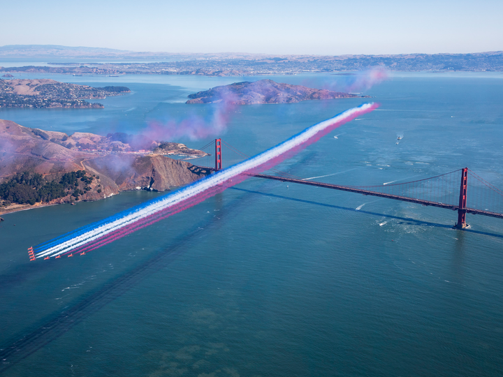RAF Red Arrows over The Golden Gate Bridge Photo Print - Royal Air Force Aircraft Hampshire Prints 6 x 4 No Frame No