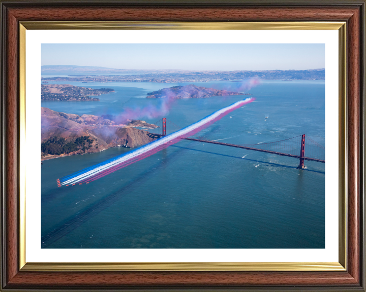 RAF Red Arrows over The Golden Gate Bridge Photo Print - Royal Air Force Aircraft Hampshire Prints 10 x 8 Classic Frame Yes