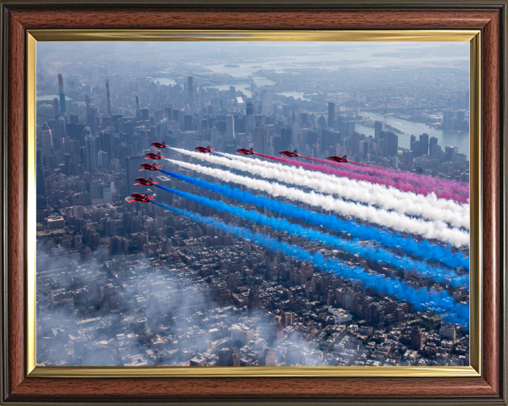 RAF Red Arrows over New York USA Photo Print - Royal Air Force Aircraft Hampshire Prints 10 x 8 Classic Frame No