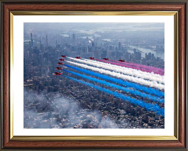 RAF Red Arrows over New York USA Photo Print - Royal Air Force Aircraft Hampshire Prints 10 x 8 Classic Frame Yes