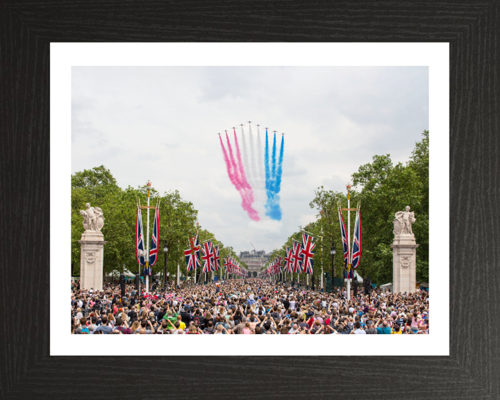 RAF Red Arrows fly over the Mall London Photo Print - Royal Air Force Aircraft Hampshire Prints 10 x 8 Black Frame Yes