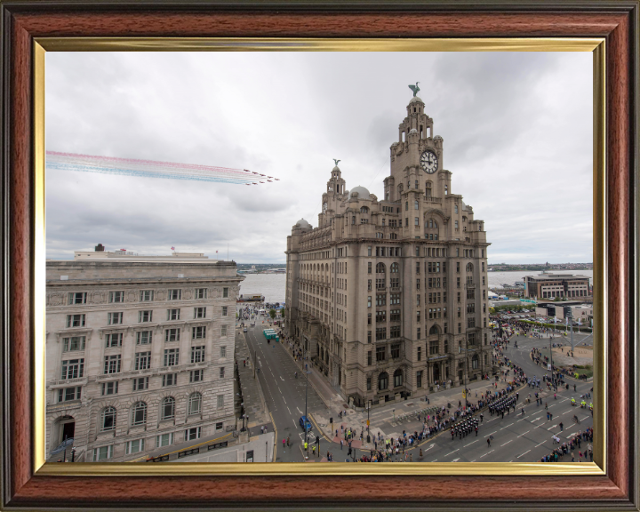 RAF Red Arrows over Liverpool UK Photo Print - Royal Air Force Aircraft Hampshire Prints 10 x 8 Classic Frame No