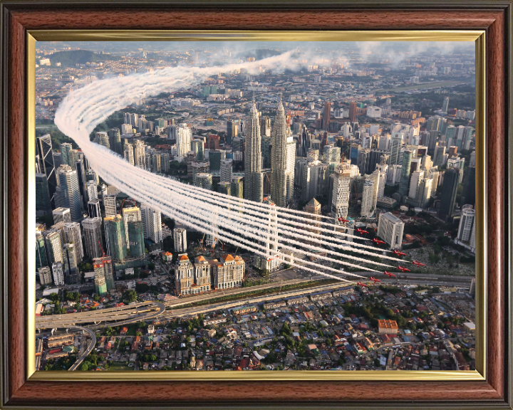 RAF Red Arrows over Kuala Lumpur Photo Print - Royal Air Force Aircraft Hampshire Prints 10 x 8 Classic Frame No