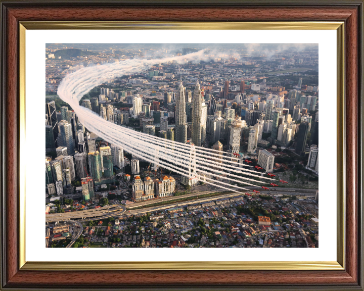 RAF Red Arrows over Kuala Lumpur Photo Print - Royal Air Force Aircraft Hampshire Prints 10 x 8 Classic Frame Yes