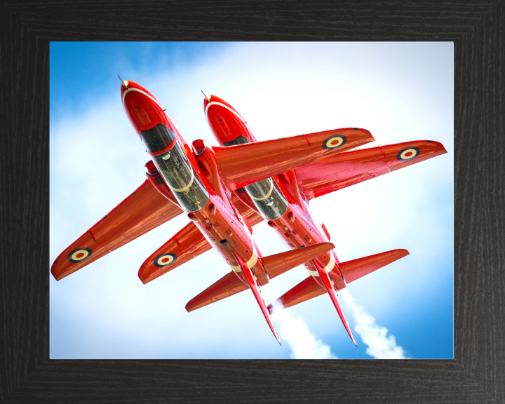 RAF Red Arrows inverted Closeup Photo Print - Royal Air Force Aircraft Hampshire Prints 10 x 8 Black Frame No