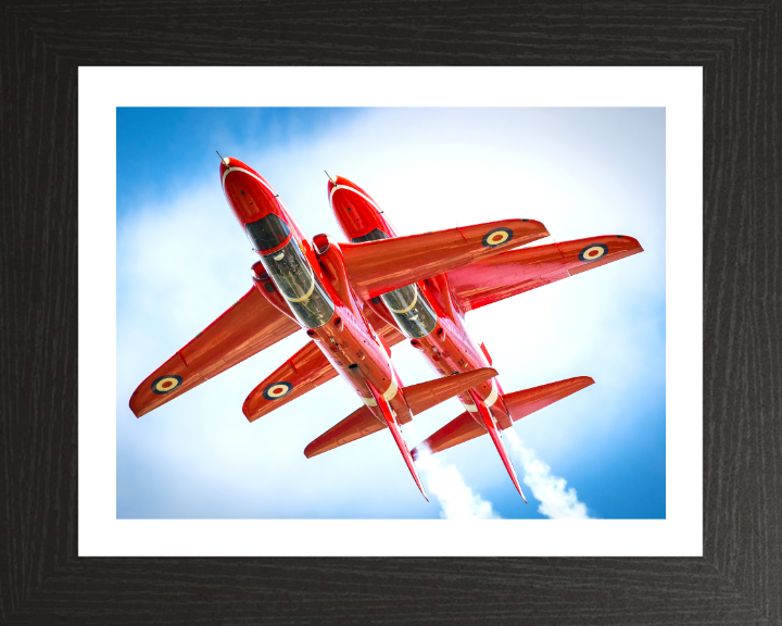 RAF Red Arrows inverted Closeup Photo Print - Royal Air Force Aircraft Hampshire Prints 10 x 8 Black Frame Yes
