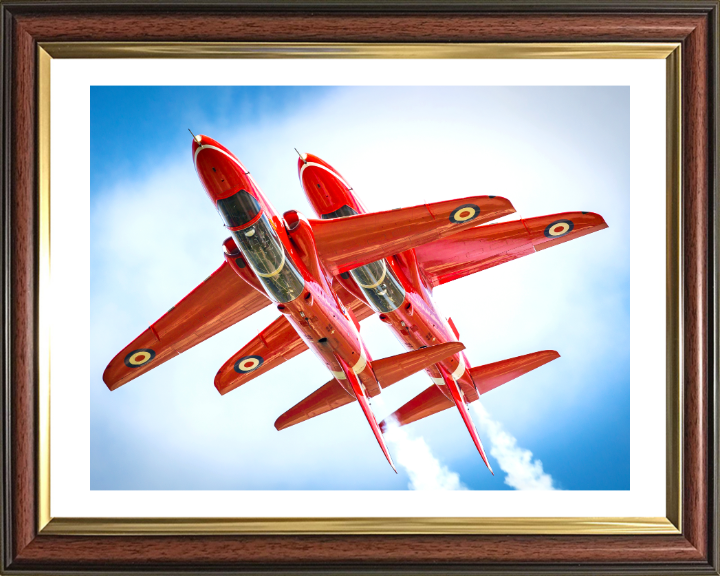 RAF Red Arrows inverted Closeup Photo Print - Royal Air Force Aircraft Hampshire Prints 10 x 8 Classic Frame Yes