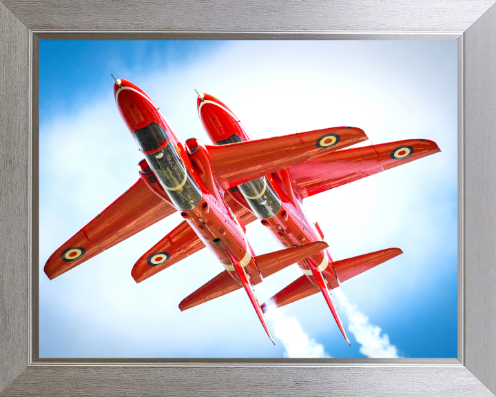 RAF Red Arrows inverted Closeup Photo Print - Royal Air Force Aircraft Hampshire Prints 10 x 8 Silver Frame No
