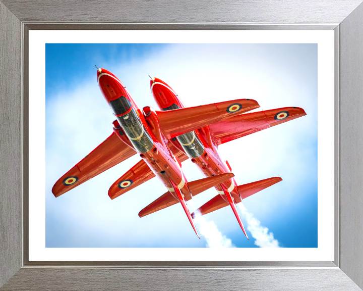 RAF Red Arrows inverted Closeup Photo Print - Royal Air Force Aircraft Hampshire Prints 10 x 8 Silver Frame Yes