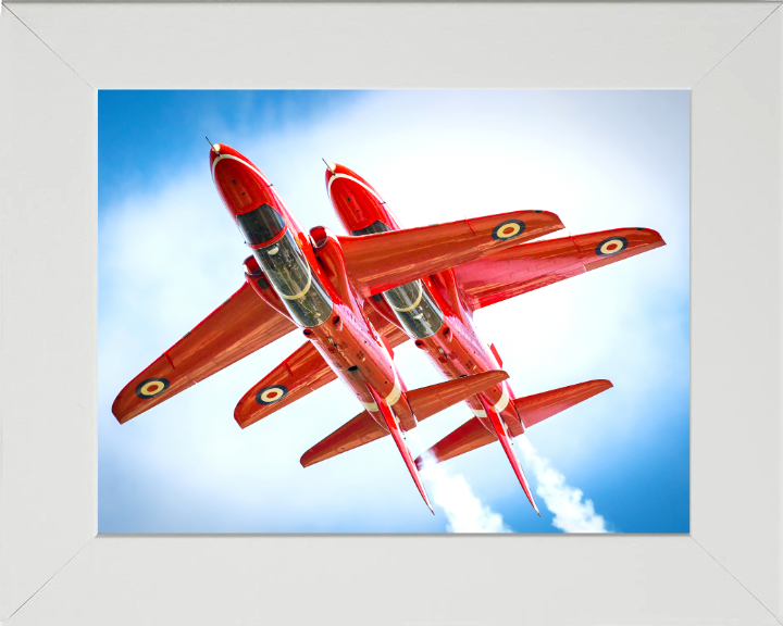 RAF Red Arrows inverted Closeup Photo Print - Royal Air Force Aircraft Hampshire Prints 10 x 8 White Frame No