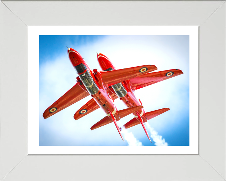 RAF Red Arrows inverted Closeup Photo Print - Royal Air Force Aircraft Hampshire Prints 10 x 8 White Frame Yes