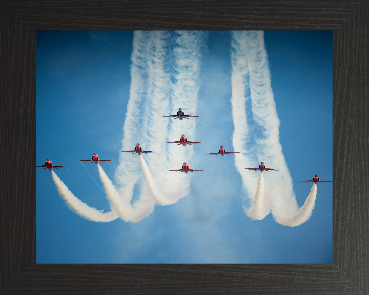 RAF Red Arrows in FormationPhoto Print - Royal Air Force Aircraft Hampshire Prints 10 x 8 Black Frame No
