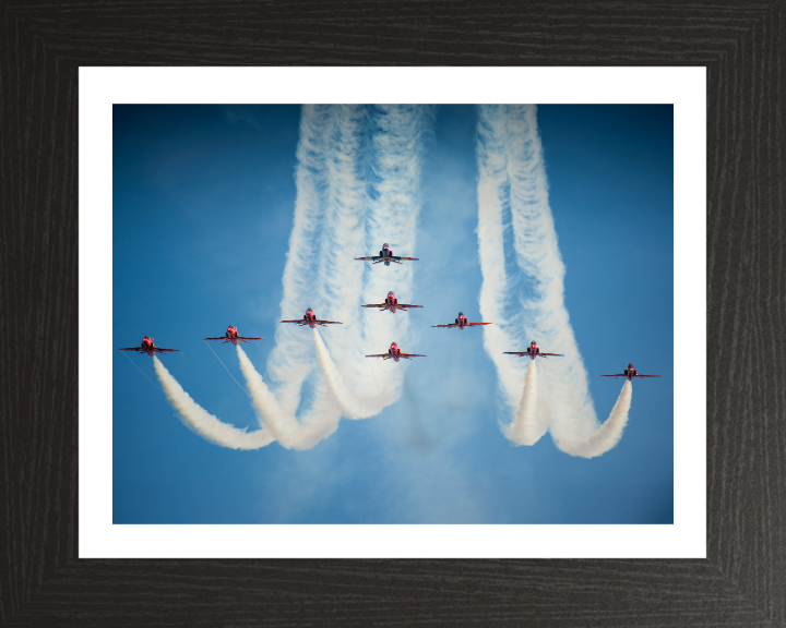RAF Red Arrows in FormationPhoto Print - Royal Air Force Aircraft Hampshire Prints 10 x 8 Black Frame Yes