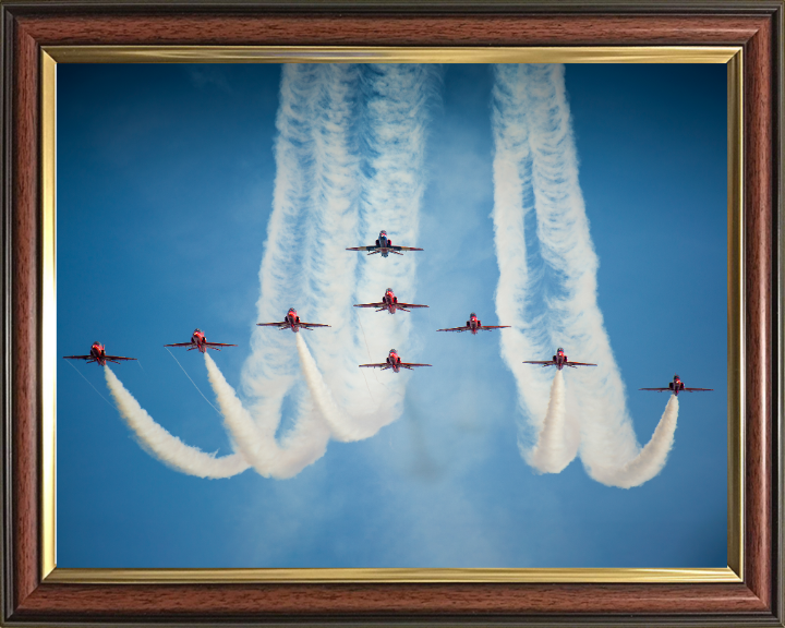 RAF Red Arrows in FormationPhoto Print - Royal Air Force Aircraft Hampshire Prints 10 x 8 Classic Frame No