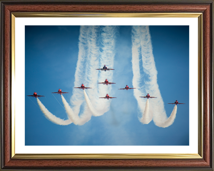 RAF Red Arrows in FormationPhoto Print - Royal Air Force Aircraft Hampshire Prints 10 x 8 Classic Frame Yes
