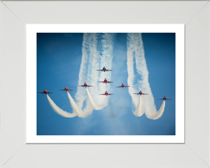 RAF Red Arrows in FormationPhoto Print - Royal Air Force Aircraft Hampshire Prints 10 x 8 White Frame Yes