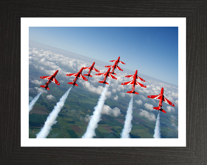 RAF Red Arrows in Formation Photo Print - Royal Air Force Aircraft Hampshire Prints 10 x 8 Black Frame Yes