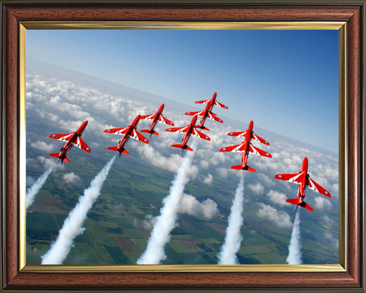 RAF Red Arrows in Formation Photo Print - Royal Air Force Aircraft Hampshire Prints 10 x 8 Classic Frame No