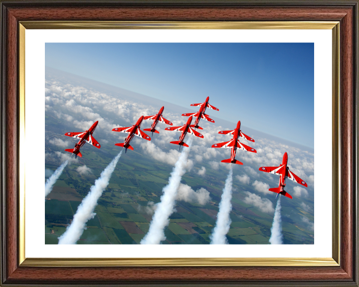 RAF Red Arrows in Formation Photo Print - Royal Air Force Aircraft Hampshire Prints 10 x 8 Classic Frame Yes