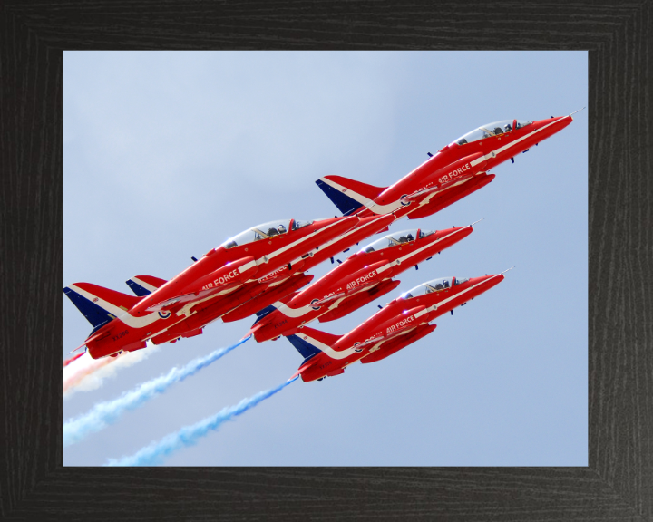 RAF Red Arrows in Formation Closeup Photo Print - Royal Air Force Aircraft Hampshire Prints 10 x 8 Black Frame No